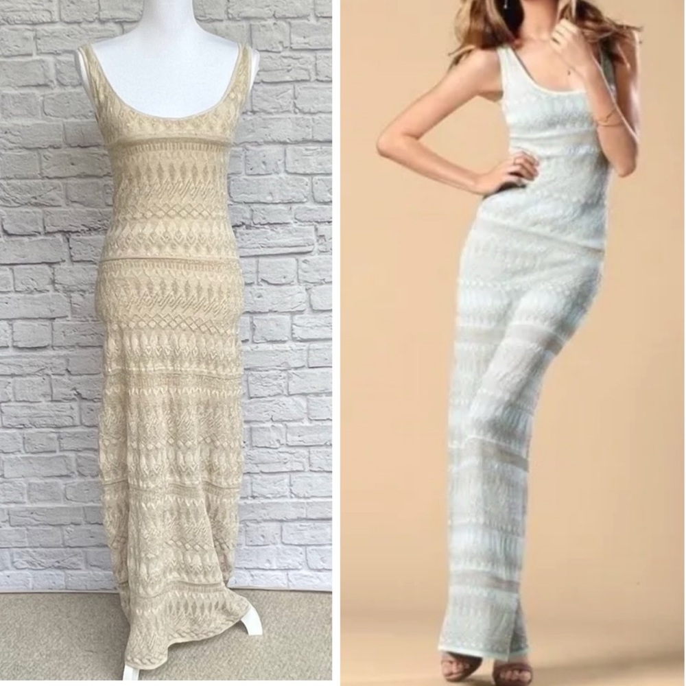 VICTORIAS SECRET Golden Thread Knit Dress Womens XS Maxi NWOT - Picture 1 of 15
